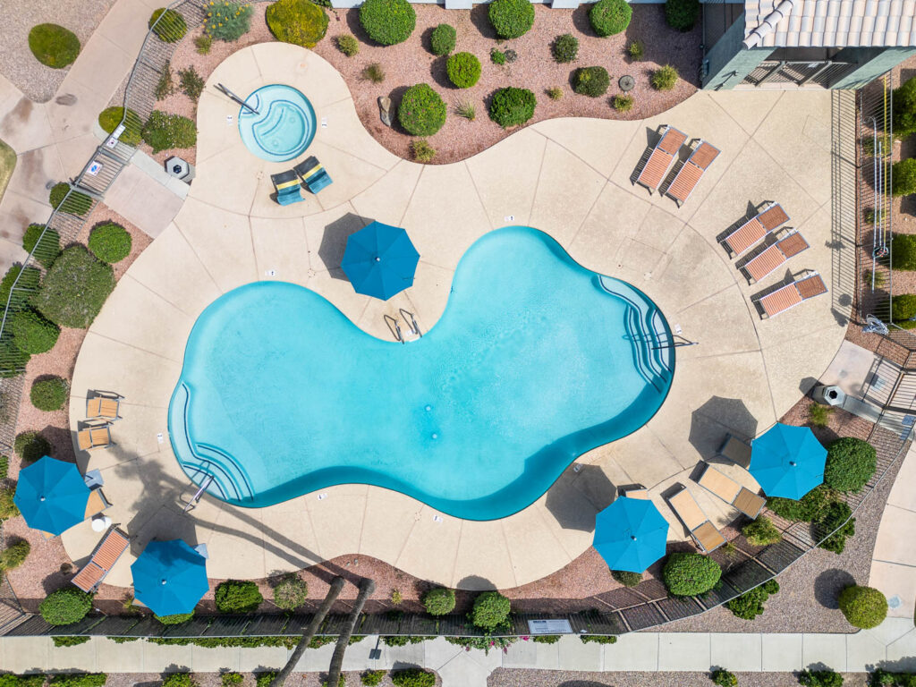 Swimming pool with patio space