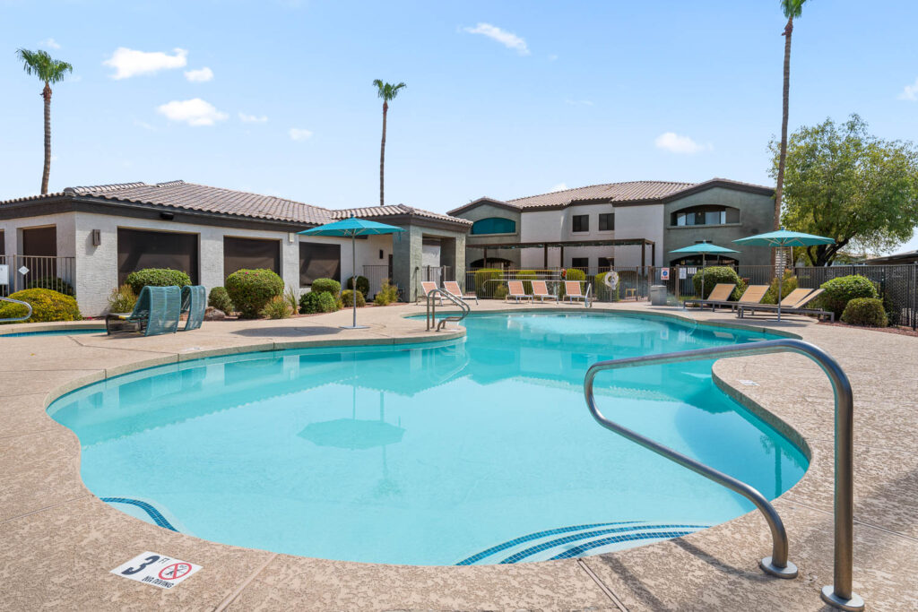 Swimming pool at Palm Court apartments near TSMC in Phoenix